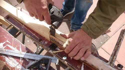 picture shows how we splice the stiles of the sash window restoration together to get a nice tight fit in Brighton and Hove, East Sussex