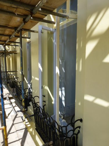 External View of all 3 doors restored in Brunswick square Hove, East Sussex
