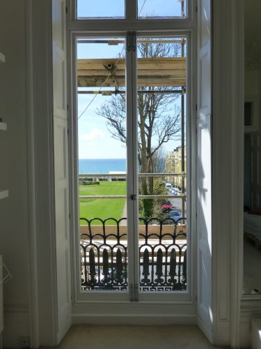 Beautiful fully restored and repaired regency doors in Brunswick square restoration project Sussex