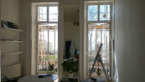 Before the regency french door restoration in Brighton and hove Regency Squares east Sussex