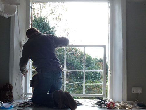 hanging the top sash window with fitted draught proofing brighton and hove Sussex