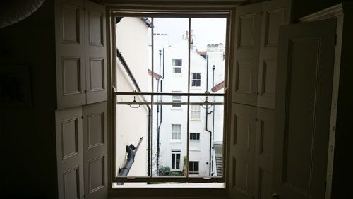 Fully restored and repaired sash window in Brunswick Road, Hove, East Sussex in